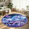 Wild Animals (225) Theme Round Crystal Velvet Rug Custom Name Text Personalized Floor Mat Home Decor Non Slip Crystal Carpet