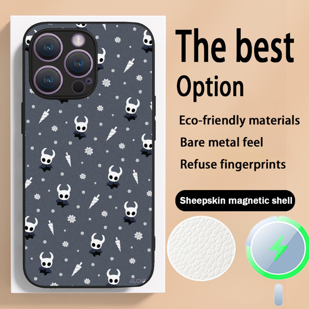 Super fashion Hollow Knights game Phone Case For iPhone 16 15 14 13 12 11 Plus Pro Max High-end Luxury Magsafe Sheepskin