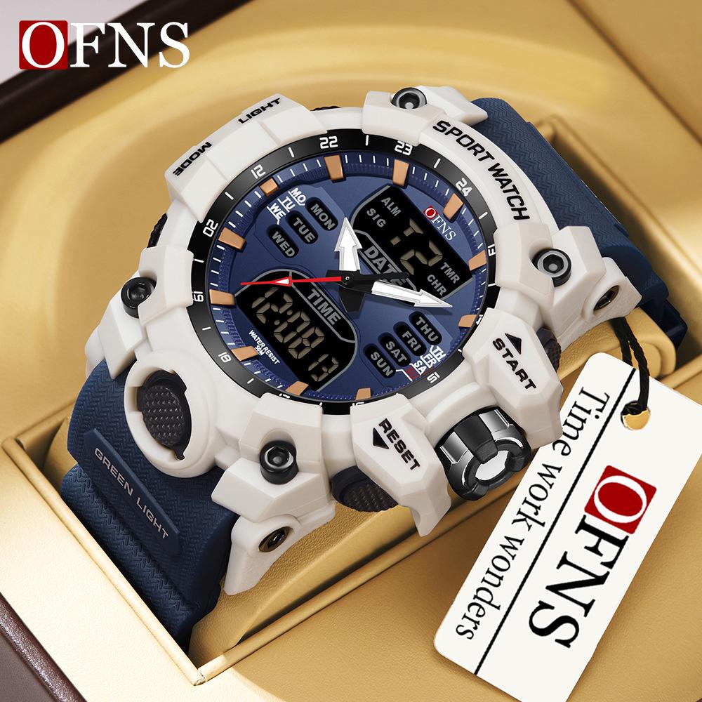 Sanda Men's Multifunctional Waterproof Green Light Countdown Watch - Korean Style with Transparent Design and Alarm.
