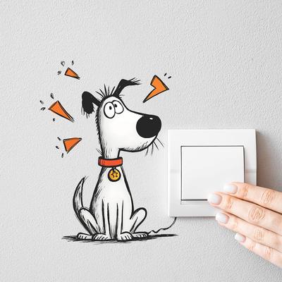 Cartoon Cute Puppy Switch Plate Sticker for Kids Room Bedroom Wall Decor Self-Adhesive Removable Decal