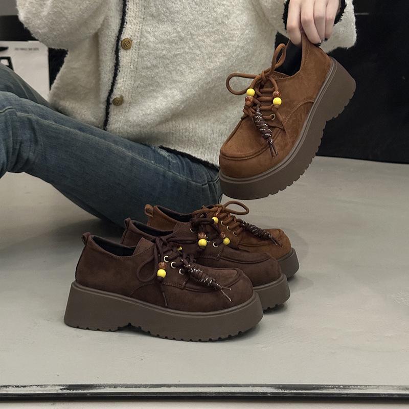 Platform British Style Small Leather Shoes Women's Autumn 2025 New Boken Women's Shoes Retro Big Head Single Shoes Brown Loafers