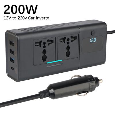 Car Inverter 200W DC 12V To AC 220V Invertor Car Accessories With Digital Display Power Inverter Adapter