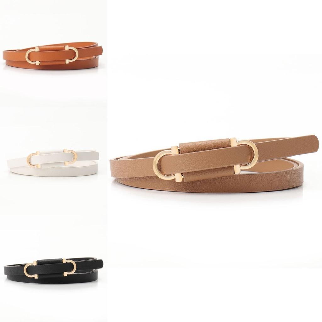 Womens Minimalist Fake Leather Belt With Gold Alloy Buckle For Casual Dress And Sweater Outfits