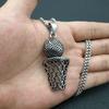 Fashion Hip-Hop 316L Stainless Steel Frame Men Necklace Silver Color Pendant Steel Necklace Men Basketball Sports Jewelry