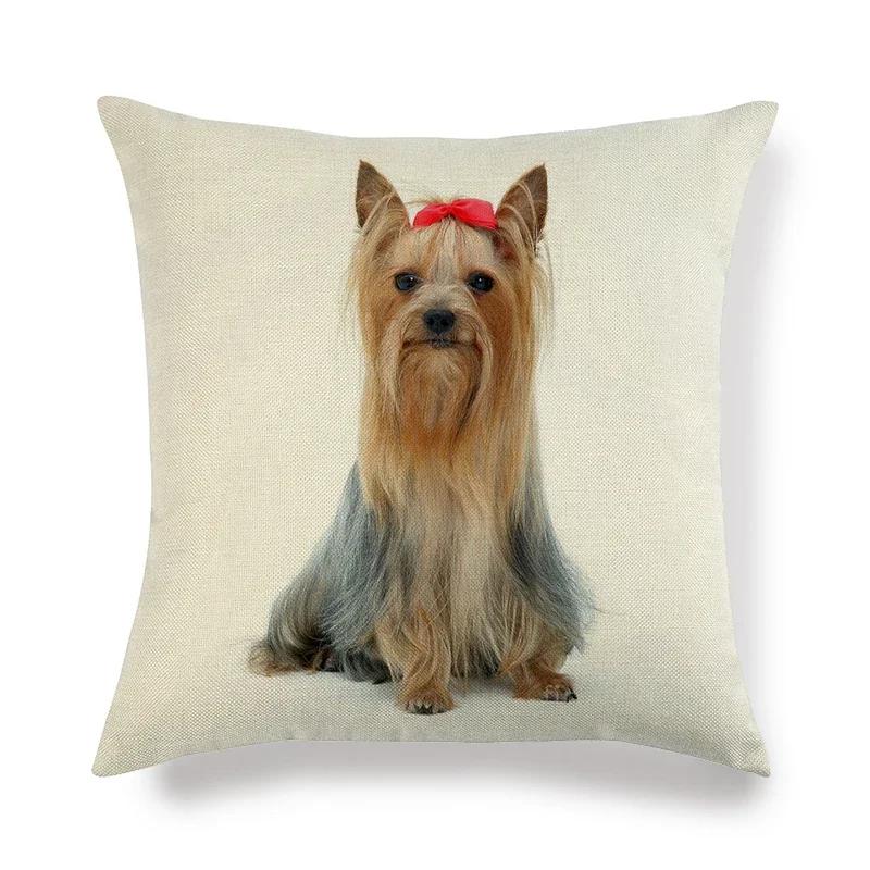 45cm*45cm Yorkshire dog  linen throw pillow covers couch cushion cover home decorative pillow covers