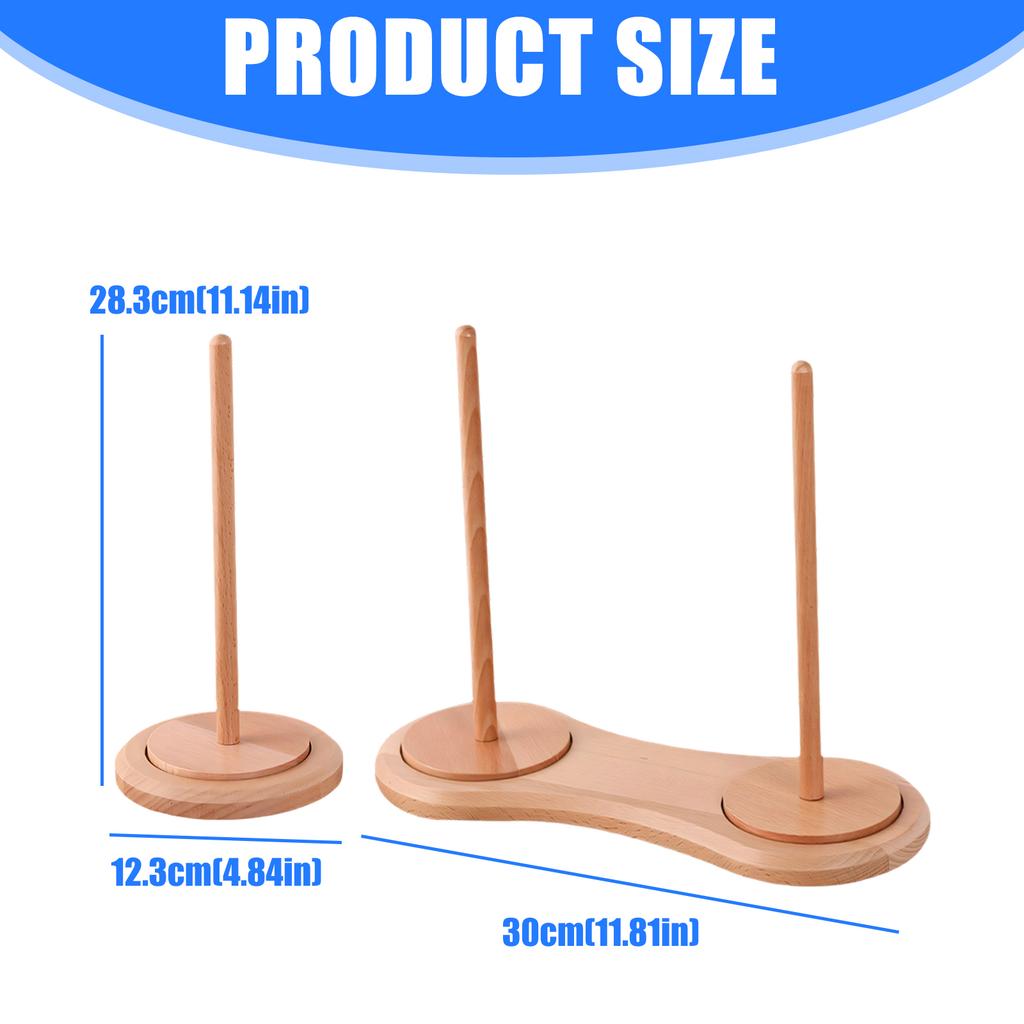 360 Degree Rotating Wood Yarn Holder Desktop Organiser Yarn Thread Spool Holder Stand for Crocheting Knitting Craft