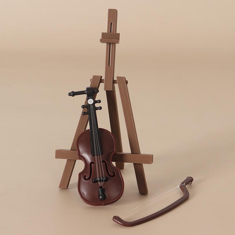 Miniature Dollhouse Christmas Violin Stand Model Prop