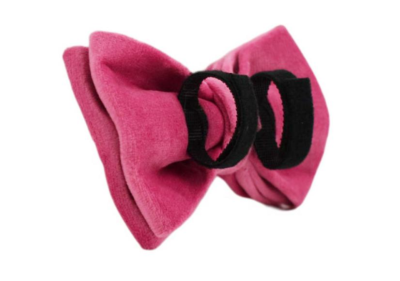 Rose Red Velvet Pet Collar & Leash Set with Bow Knot