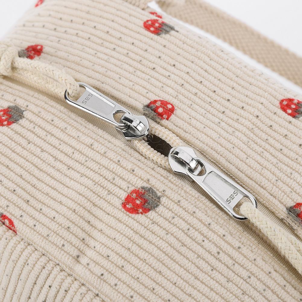 Strawberry/Daisy Corduroy Lunchbox Container Multi-Function Lunchbox Storage Bag Insulated Lunch Bag for Office School