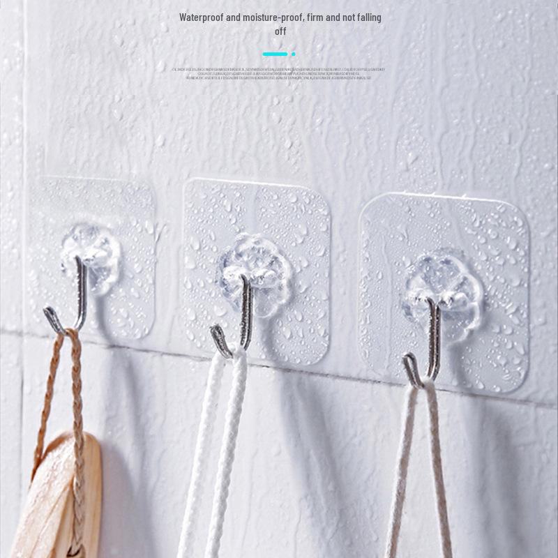 

Самоклеящийся сверхпрочный настенный крючок для подвешивания без гвоздей — идеально подходит для туалета, двери и кухни 50-filament acrylic 6*6cm прозрачный