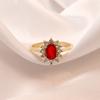 18K Gold Plated Double Layer Coarse Zircon Ring Stainless Steel Rimmed Oval Colored Zircon Ring for Woman