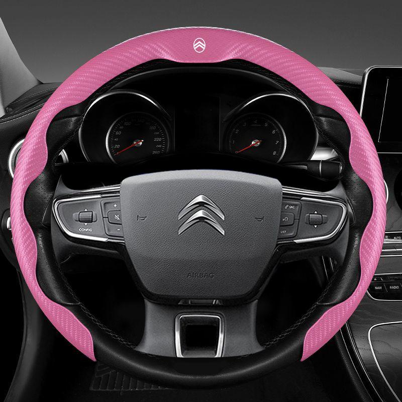 For Citroen C1 C2 C3 C4 C5 C6 VTS Xsara C-Crosser Berlingo Jumpy Carbon Fiber Non-slip Car Steering Wheel Cover Auto Accessories