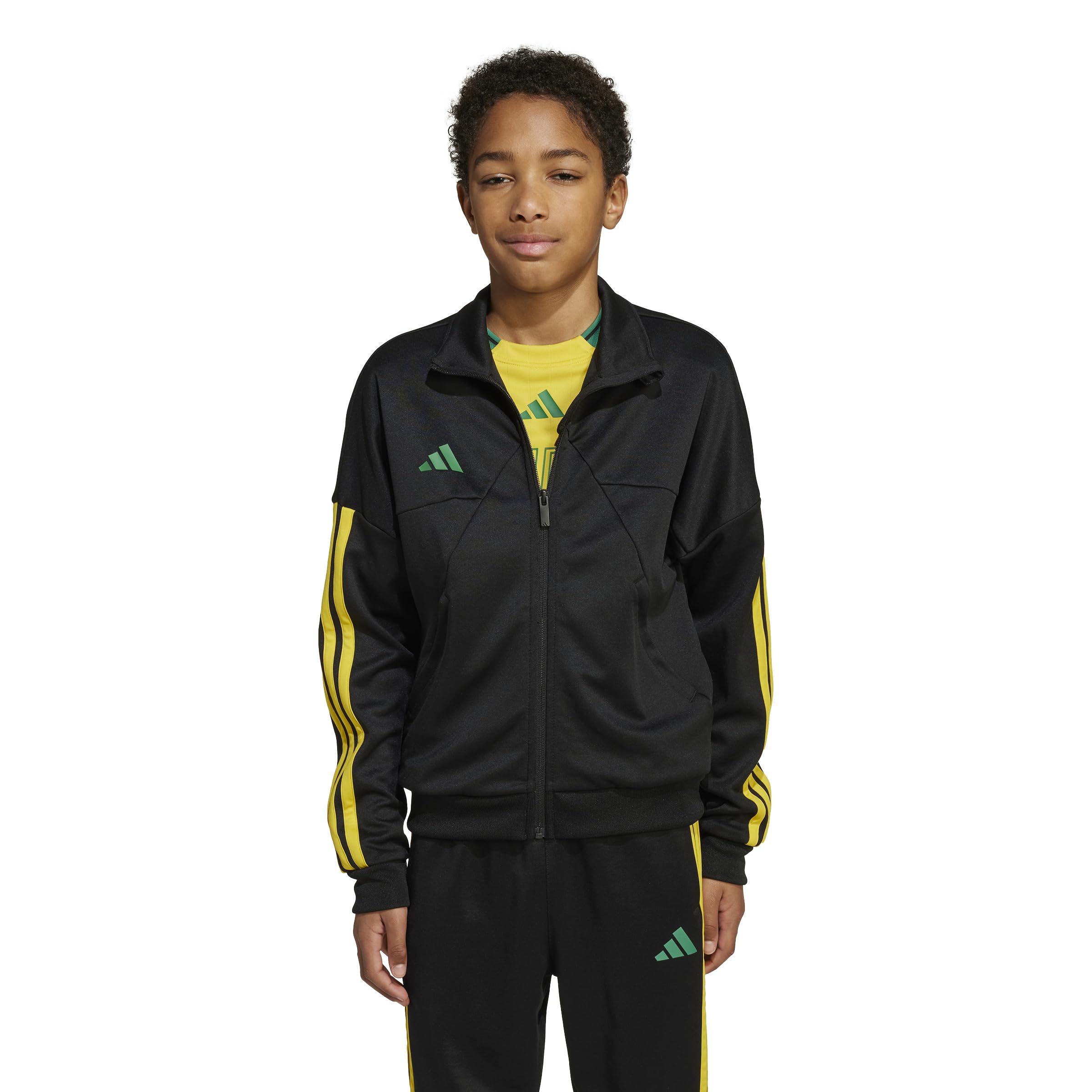 

Adidas Kids Tiro Track Top, Unisex, KPH08, Black/Hazy Yellow/Bold Green (JW5087), Size 130