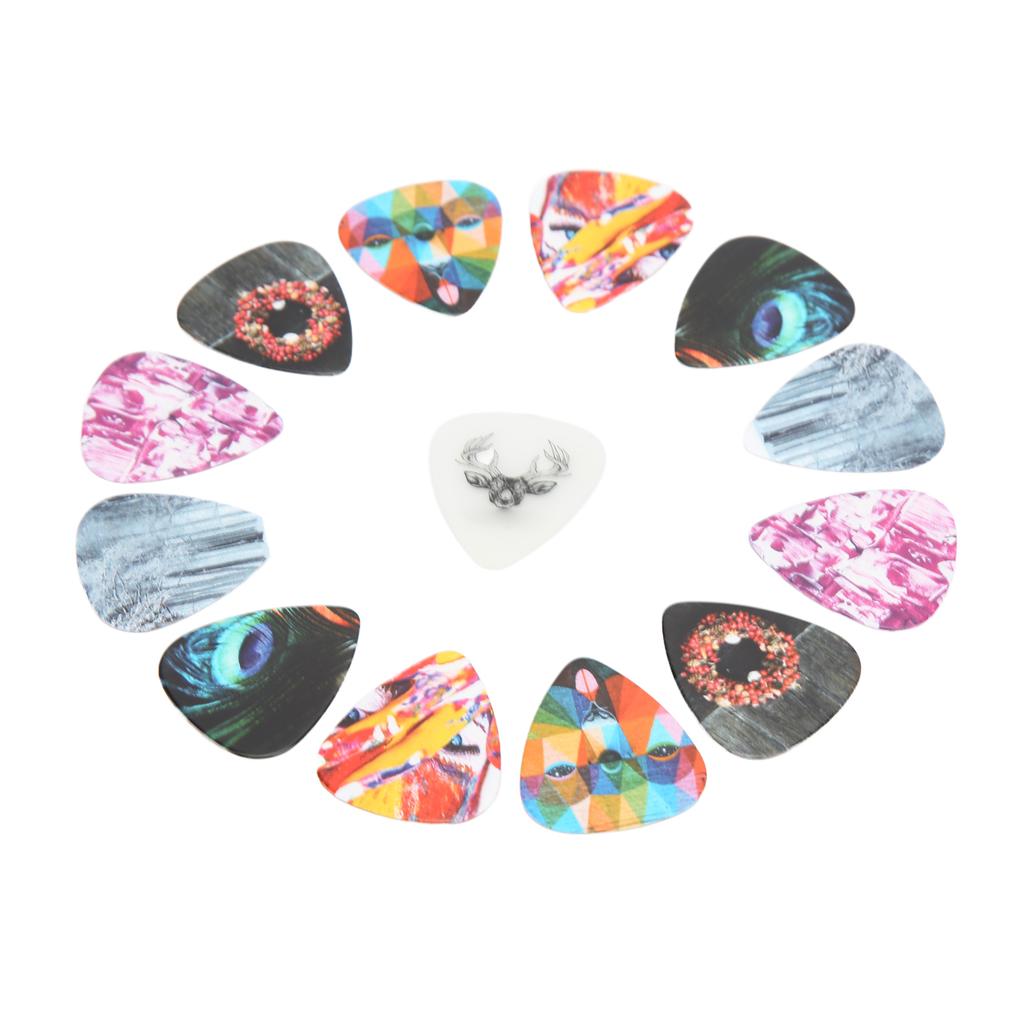 13 Stück Gitarrenplektren Medium Celluloid Gitarrenplektren mit Box InstrumentenzubehörFarbe