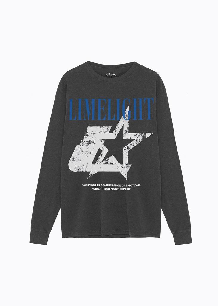 LIMELIGHT APPAREL Pigment Star Logo Long Sleeve T-Shirt (Black/Blue)