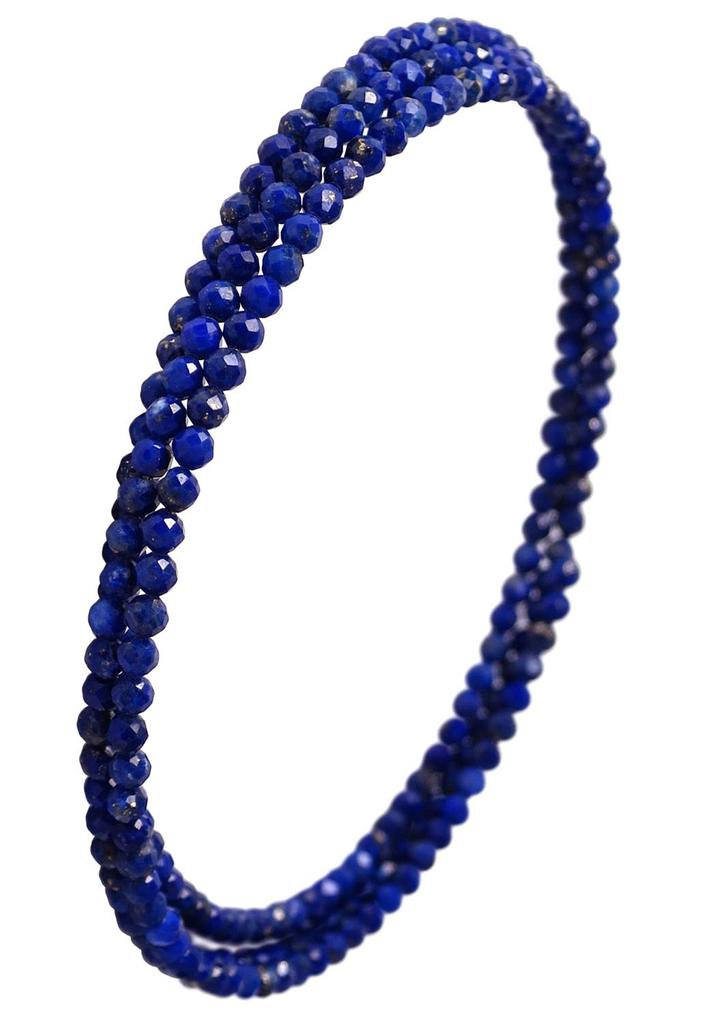 High Quality 2mm Natural Lapis Lazuli Bangle 3 Strands Free Size Bracelet Anklet Simple Blue Memory Wire December Birthstone Natural Stone [Shinjuku