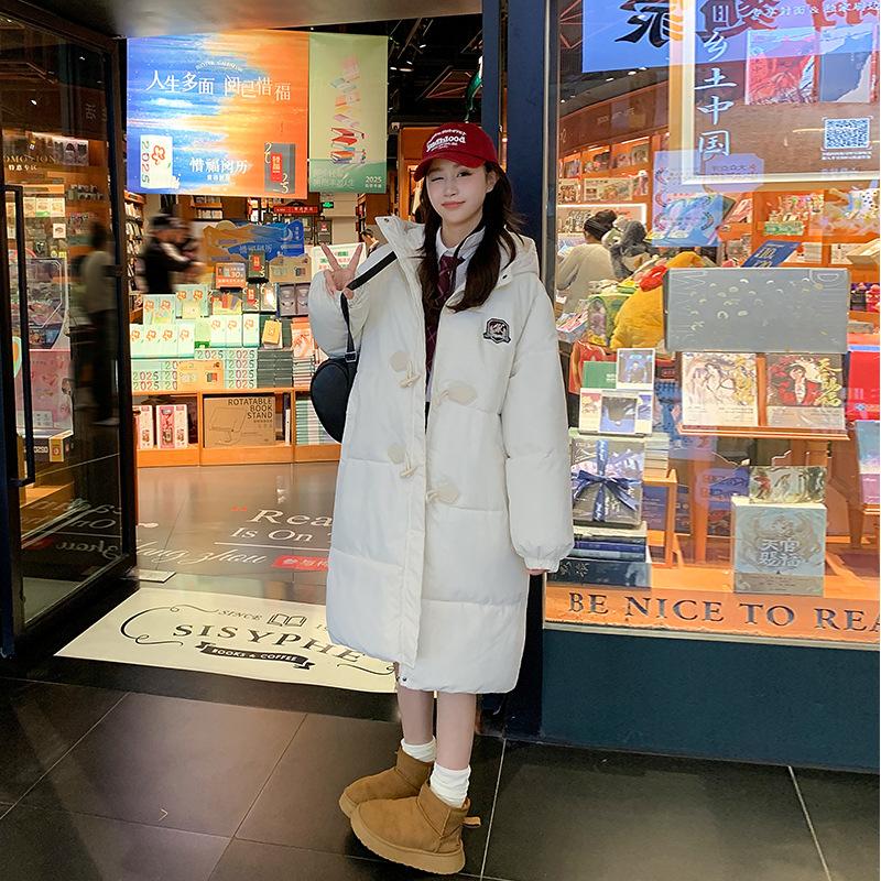 Down Cotton-padded Clothes Women's Medium and Long Over-the-knee Winter 2025 Fashion Loose Women's Clothing Warm and Thin Cotton-padded Jacket