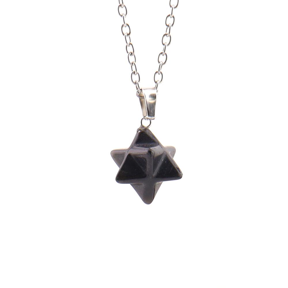 

Large Natural Stone Pendant: 24mm Amethyst Rose Quartz Kabbalah Star Necklace