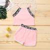 Trendy Summer Children's Sports Clothing Set 2-6Y Patchwork Letter Camisole and Shorts 2Pcs for Girls Kid's Casual Vest Outfit