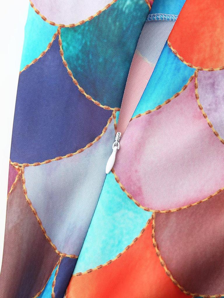 2025 Spring Women's European-American Style Satin Print Halter Dress