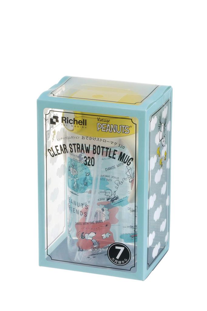 Richell Peanuts Collection Outing Straw Mug 320 1 Piece 320ml Snoopy 7 Months