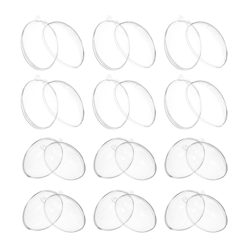 12Pcs Clear Plastic Egg Shaped Fillable Ornament Balls DIY Candy Boxes Christmas Tree Hanging Decorations Easter Wedding Party
