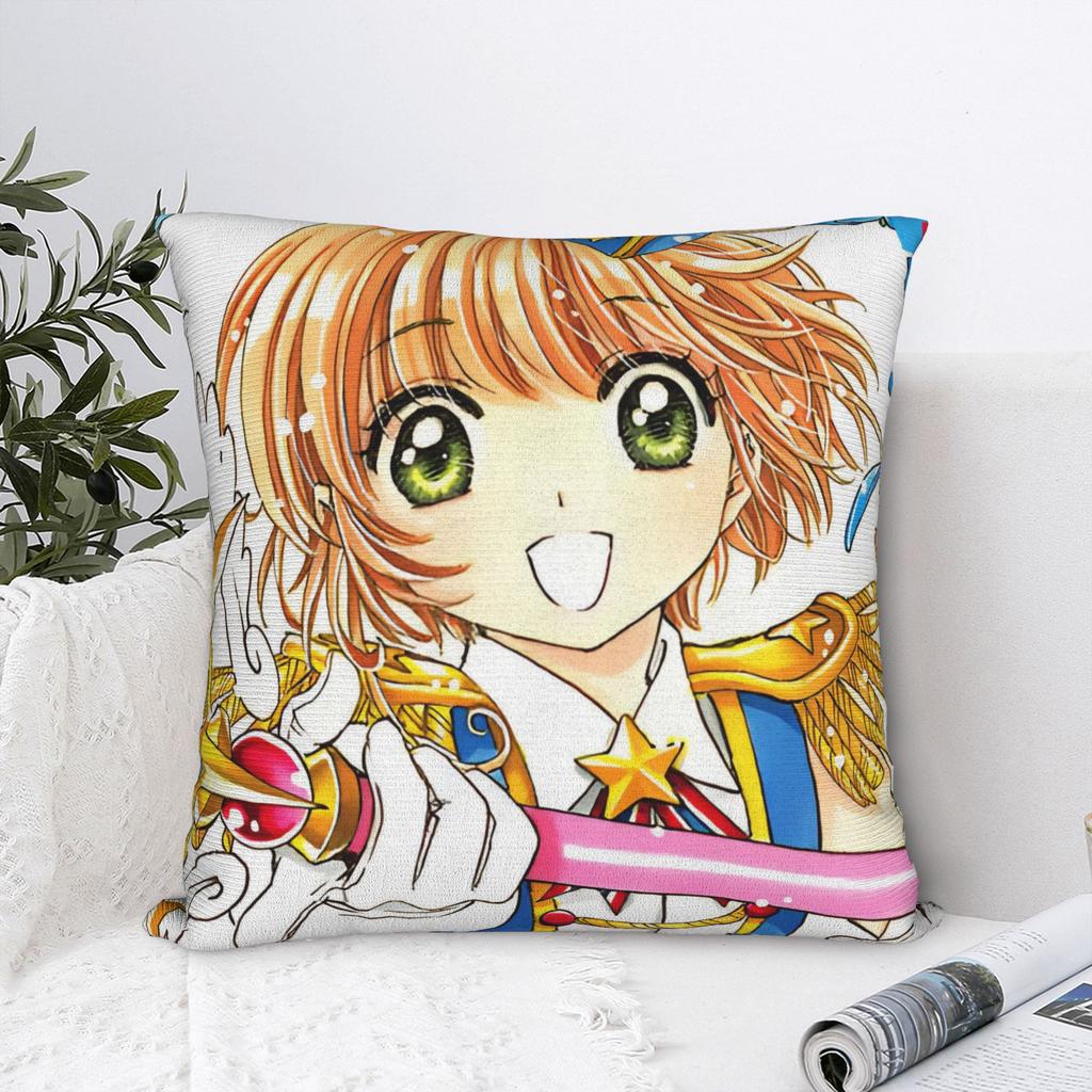 Cardcaptor Sakura Pillowcase Polyester Cushion Cover Gift Anime Cartoon Throw Pillow Case Cover Home Square 40*40cm