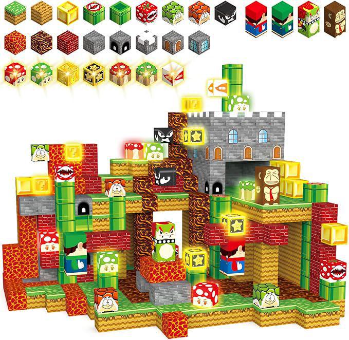 Blue Castle Magnetic Cube Building Blocks - 3D Educational Montessori Toy