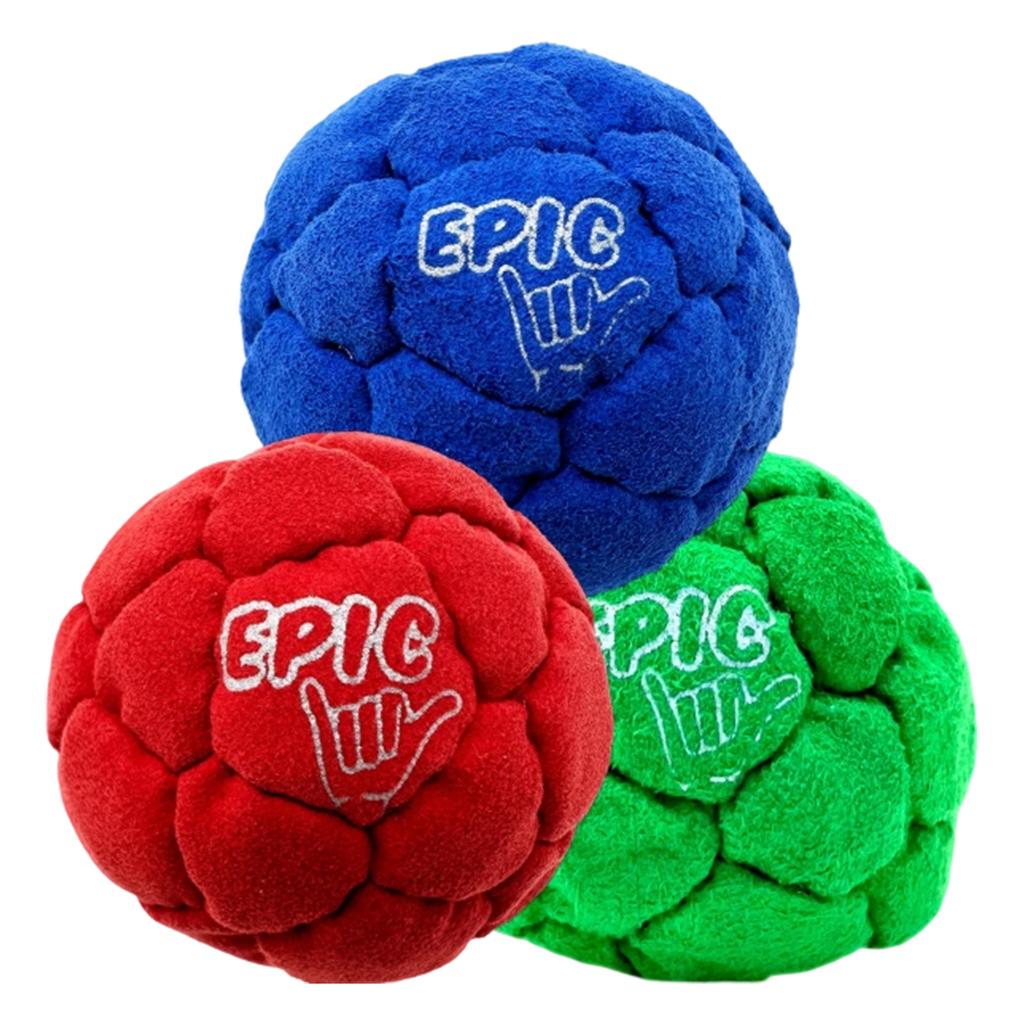 Epic 3pcs Handmade Woven Footbag Set with Carrying Bag Outdoor Adult Fun Crochet Foot Sack Sandbag for Recreational Use