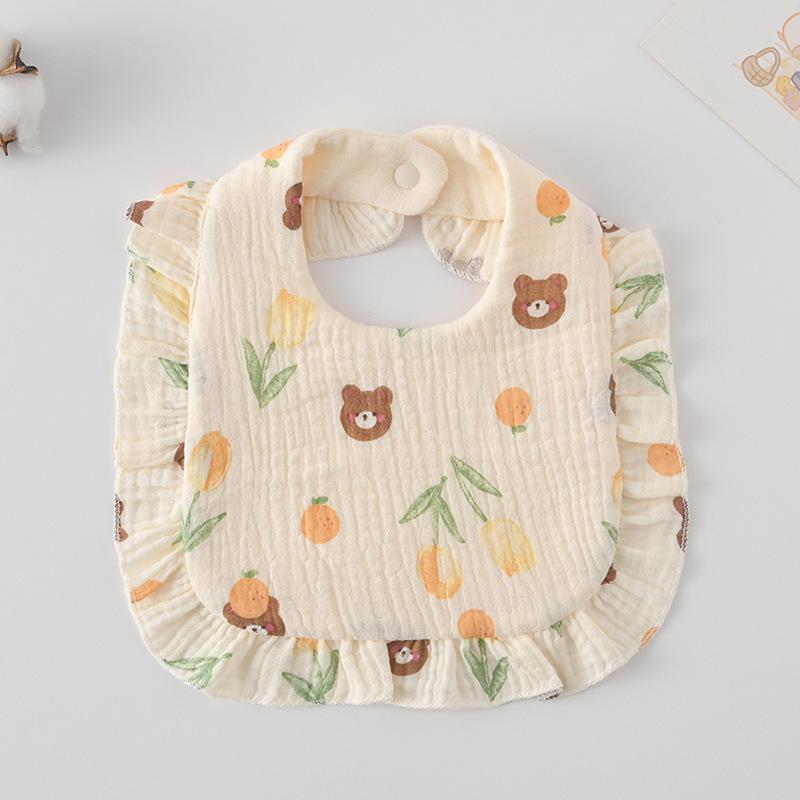 Ruffle Baby Drool Bibs: Pure Cotton Printed Lace Bibs