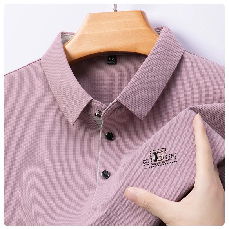 Woodpecker Men's Iron-Free Seamless Lapel Long Sleeve Polo Shirt - Versatile High-End Loose Fit