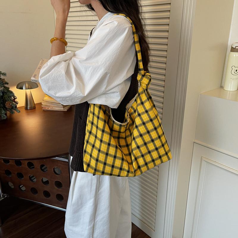 Underarm Bag Women's Large Capacity Plaid Tote Bag Commuter Shoulder Bag