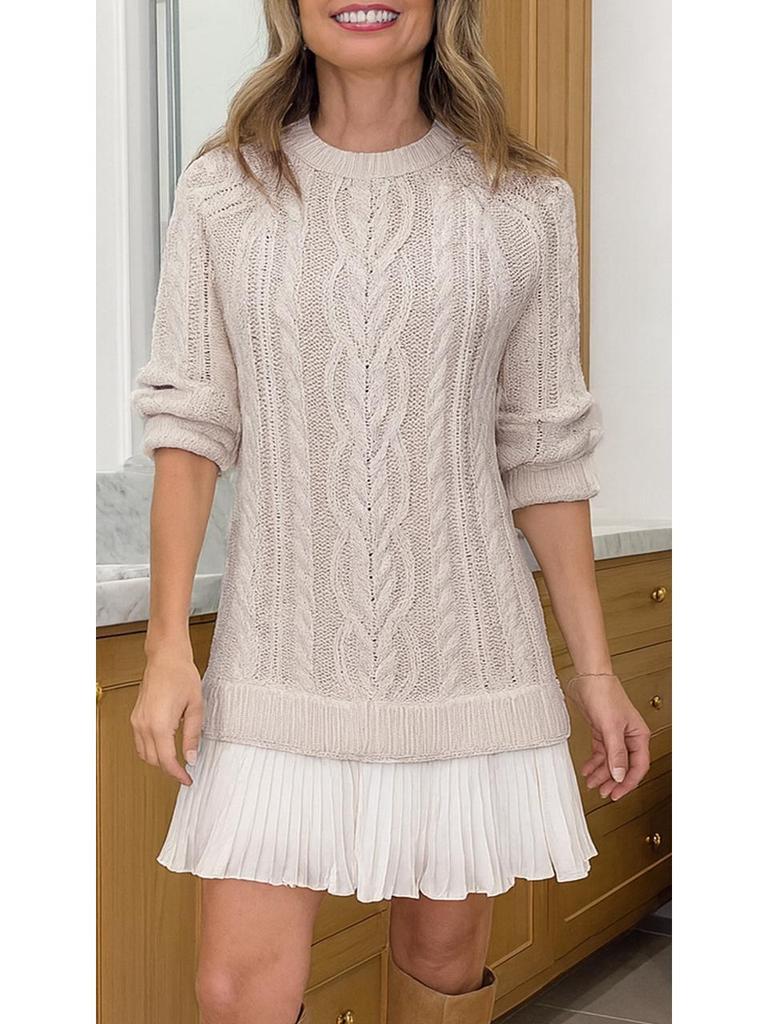 2025 Autumn/Winter Bestseller Women's Knitted Solid Sweater & Short Skirt Set