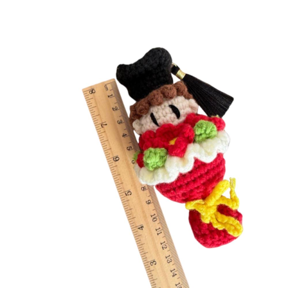 Funny Crochet Bouquet 13cm Doctor Hat Bouquet Doll Handmade Knitted Figures  Graduation Gift