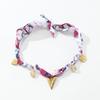 V-Shaped Color-Block Silk Scarf with Multi-Metal Pendant Necklace