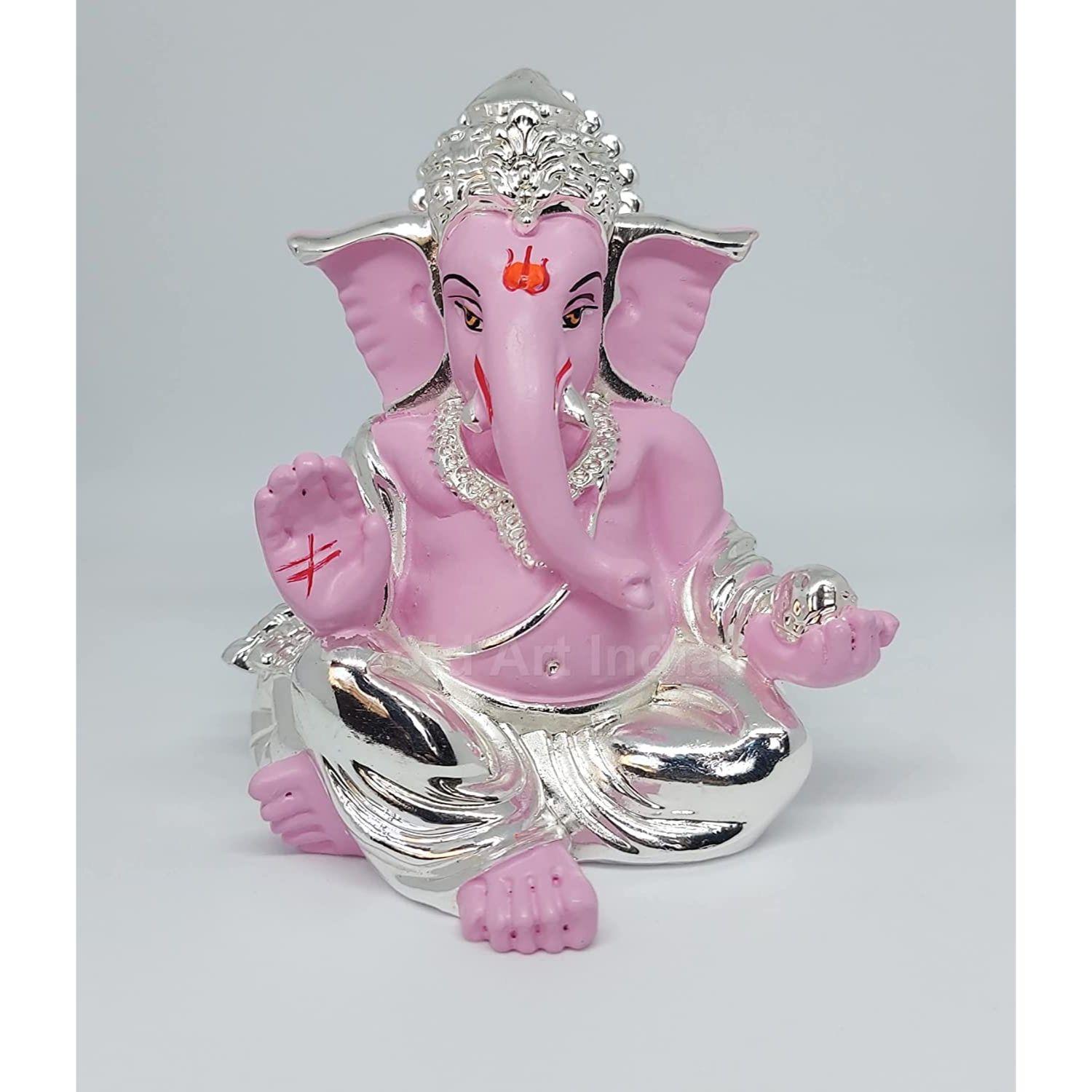 

Посеребренный Гадди Ганеша для приборной панели автомобиля Мурти Ганеши Идол Ганапати для домашнего декора Пуджа Статуэтка Господа Ганеши