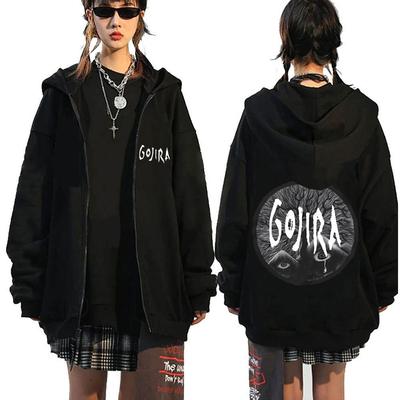 French Rock Metal Band Gojira Graphic Zipper Hoodie Male Casual Fleece Cotton Zip Up Jacket Men Women Fashion Hoodies