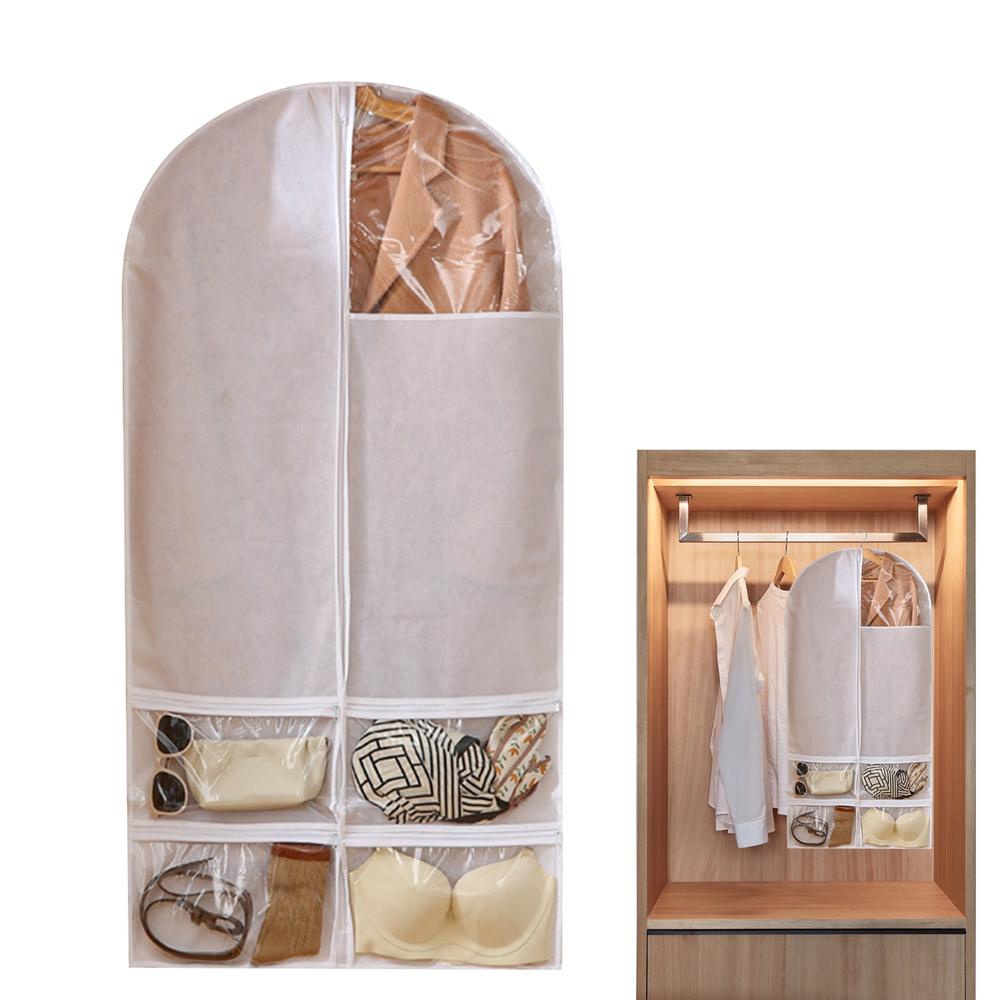 Suit Bags For Closet Storage Large Capacity Clothes Dust Cover With Clear Window Multifunctional 4 Grids Coat Protector Wardrobe
