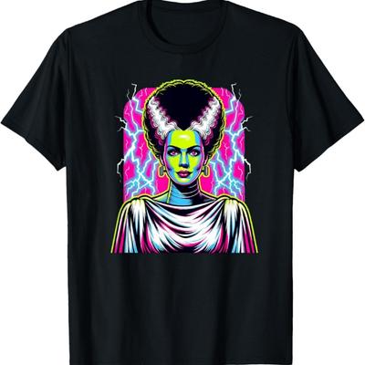 Bride of Frankenstein Bride Vibrant Classic Halloween Horror T-Shirt