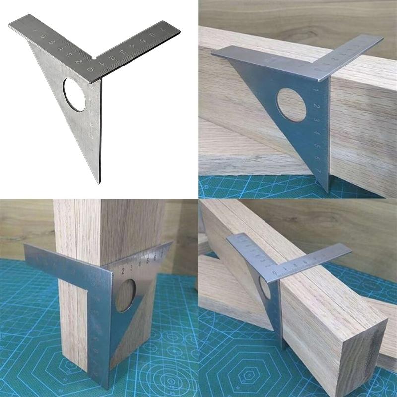 Stainless Steel Miters Triangles Ruler 45°/90° Woodworking Square Protractors 3D Multi Angles Layouts Measuring Tool