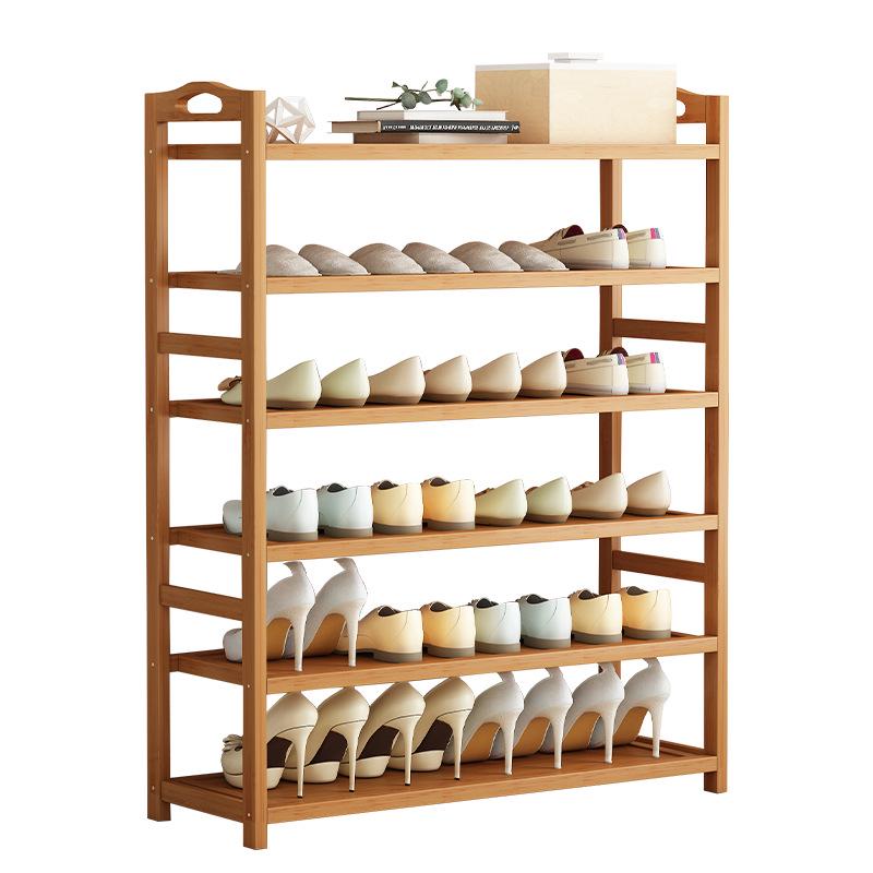 Camphor Bamboo Multi-layer Shoe Rack - Space-saving Floor Storage Cabinet for Dormitory Entrance