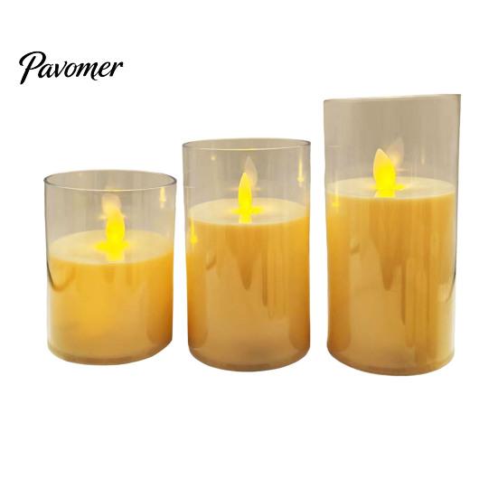 Flickering Led Pillar Candles for Holiday Flameless LED Candles, Battery Operated Acrylic Realistic Wax Lights Christmas Decor Warm Color Light