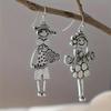 Creative Retro Minimalist Couple Character Metal Pendant Earrings For Women'S Daily Minimalist Earrings