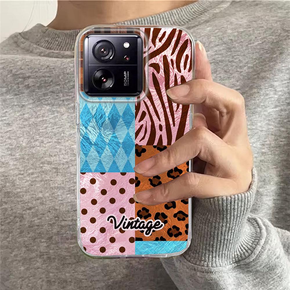 Vintage Blue Leopard Print Phone Case for Xiaomi 13T 14T 11 Lite NE Poco X5 M6 Pro X6 X7 X3 Pro NFC C65 C61 M5S Women Girl Cover