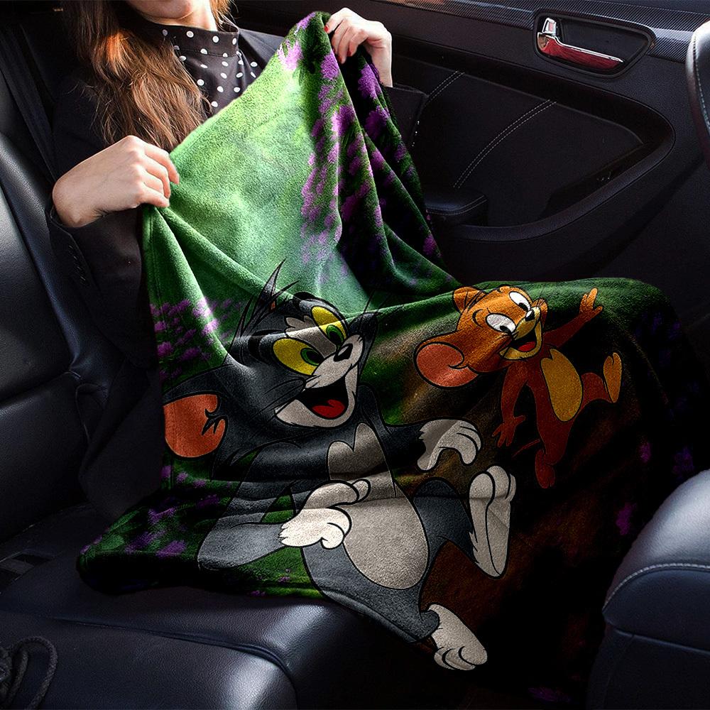 1pc Tom and Jerry Flannel Blanket Soft Warm Throw for Home, Office, Travel, All-Season Cozy Bedding Gift L1404