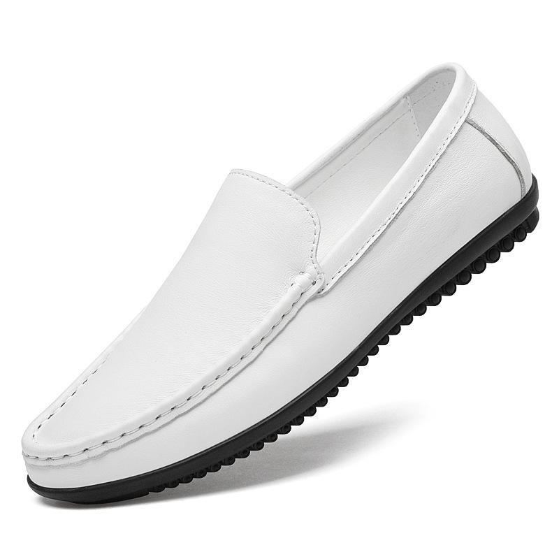 Men s Large & Small Size Leather Driving Shoes - Breathable, Soft-Soled White Leather & Cowhide Casual Options 45 белый