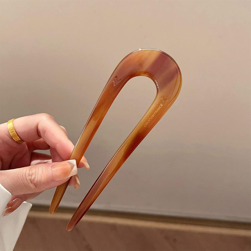 Vintage Trendy U-Shaped Hairpin Girls Hair Fork Hair Clips Color Marble Print Hair Sticks For Women Headwear Hair Accessories