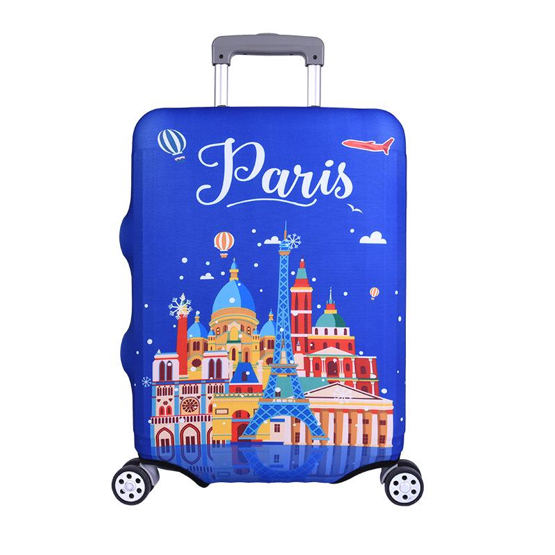 Elastic Zippered Travel Suitcase Protective Cover - Durable, Printed, and Wear-Resistant