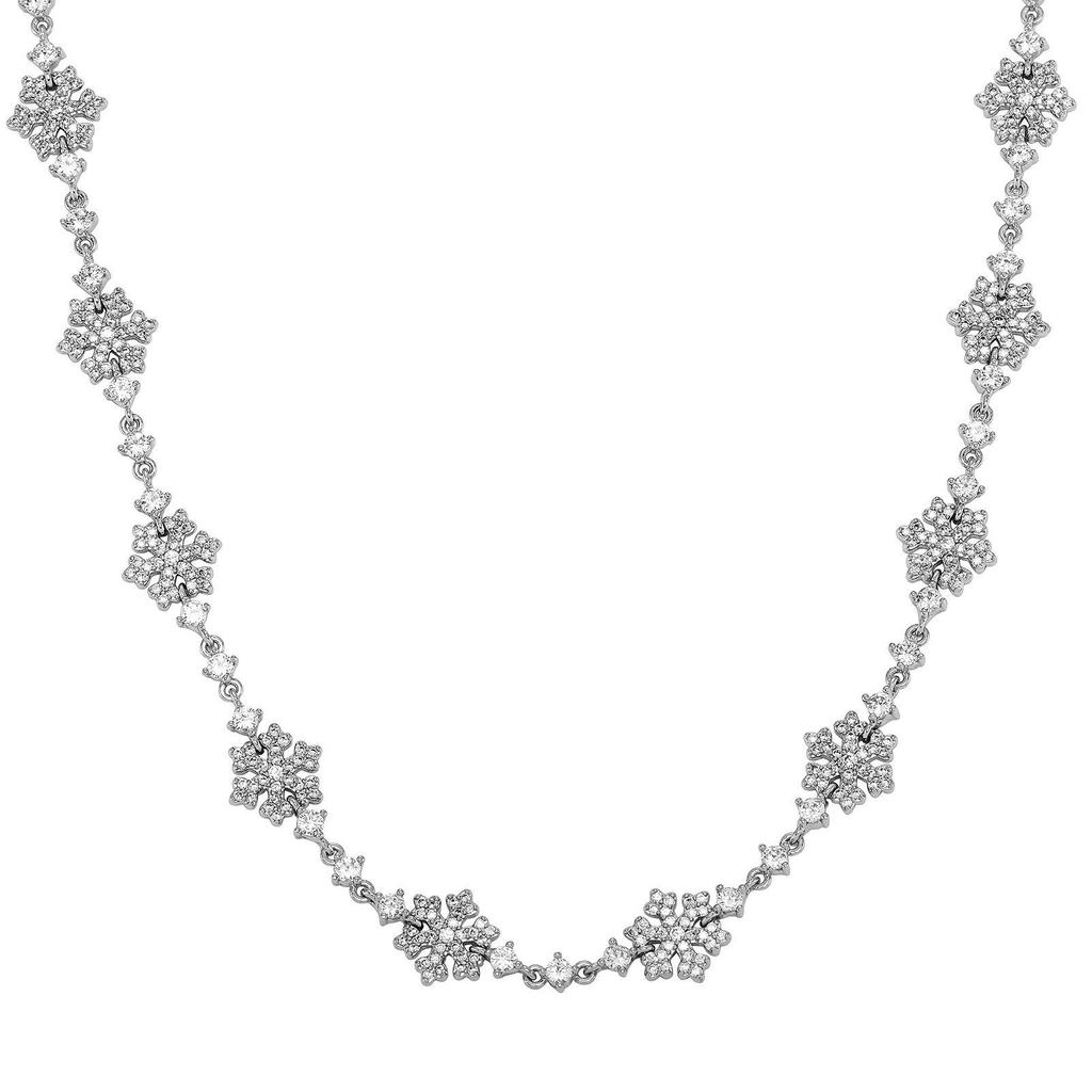 High-End Christmas Snowflake Jewelry Set: Full Diamond Necklace & Clavicle Chain with Niche Design Bracelet for Women