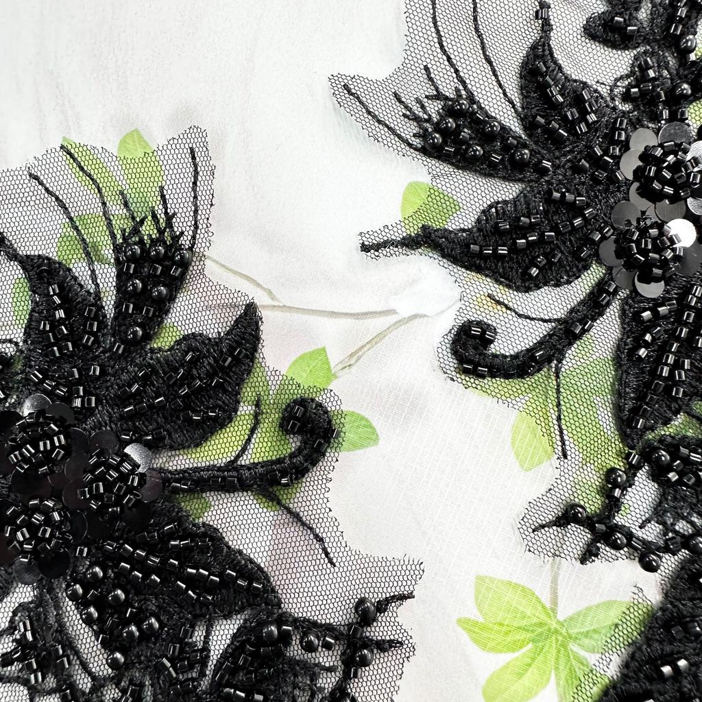 Black Mesh Embroidery Flower Bead Sequin Flower Clothing Dress Wedding Bag Decoration Flower Cloth Sticker Accessories